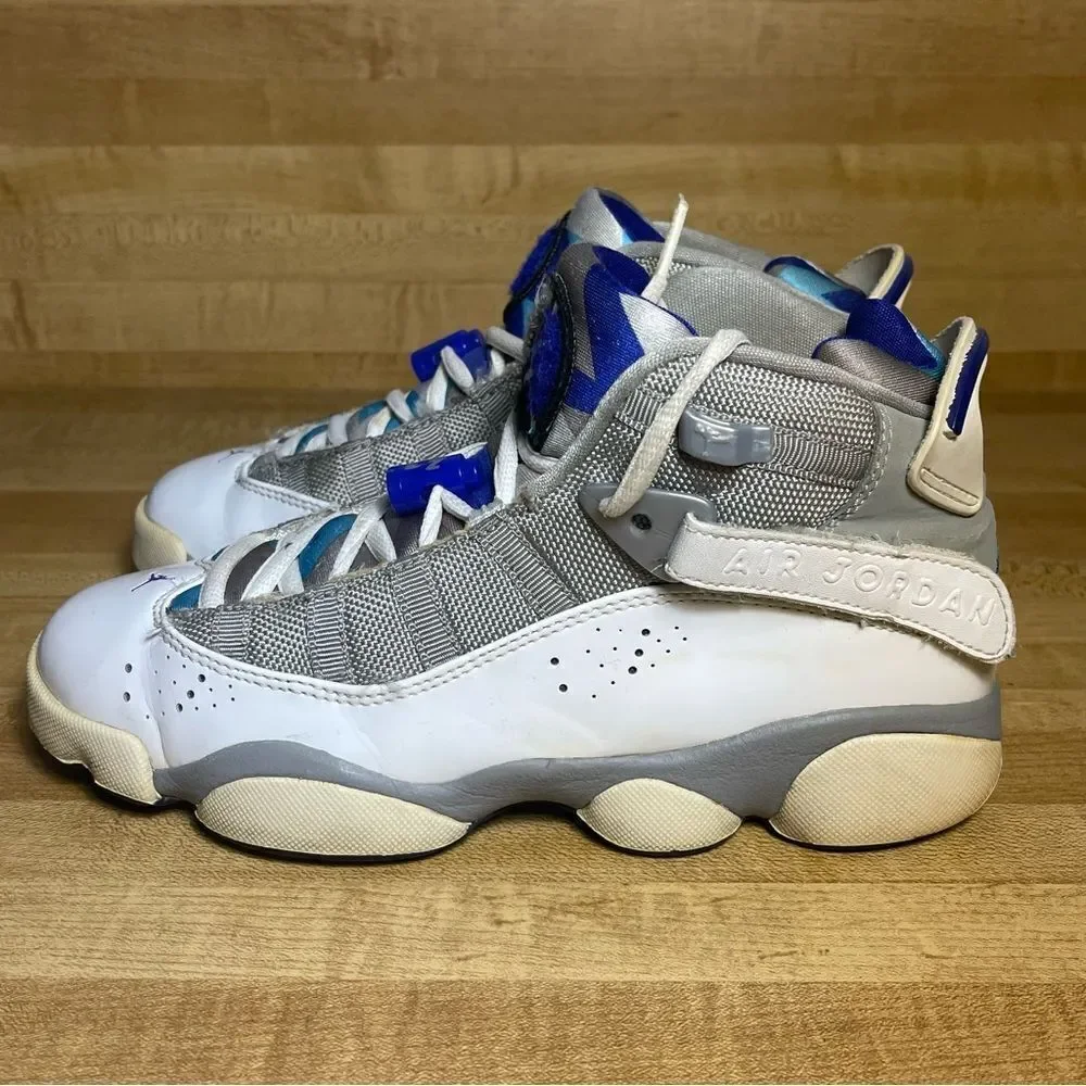 Air Jordan 6 Rings Medium Grey/VVD Blue White CNCRD 323399-041 5Y Womens 6.5